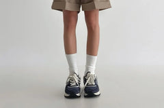 Unisex Mid Waist Plain Dress Shorts