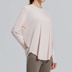 Long-Sleeve Crew Neck Plain Sports T-Shirt
