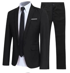 Set: Peak Lapel Single-Button Blazer + Tapered Dress Pants