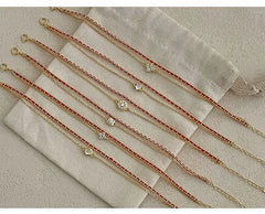 Rhinestone Layered S925 Sterling Silver String Bracelet (Various Designs)