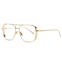 Double Bridge Square Metal Frame Eyeglasses
