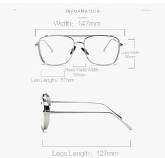 Double Bridge Square Metal Frame Eyeglasses