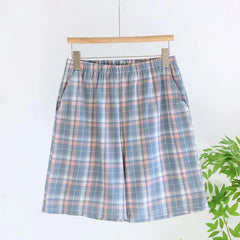 Elastic Waist Plaid Lounge Shorts