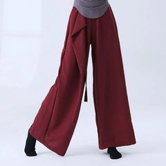 High Waist Plain Shirred Dance Wide Leg Pants