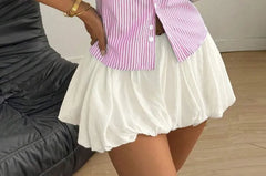 Short Sleeve V-Neck Striped Tie-Back Slim-Fit Shirt