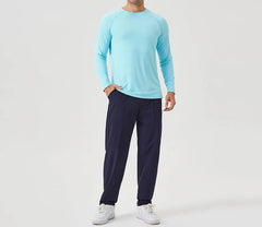 Long-Sleeve Round Neck Plain Sport T-Shirt