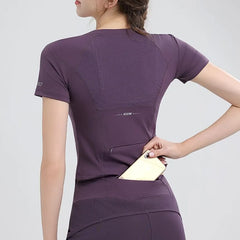 Short-Sleeve Crew Neck Back Pocketed Sport T-Shirt