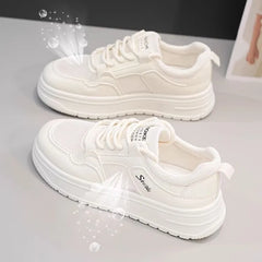 Mesh Panel Lace-Up Faux Leather Sneakers