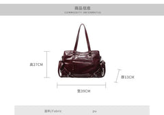 Studded Buckled Faux Leather Utility Tote Bag