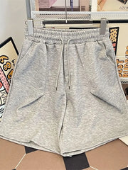 Drawstring Waist Plain Sweat Shorts