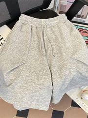 Drawstring Waist Plain Sweat Shorts