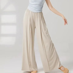 High Waist Plain Wide Leg Dance Pants