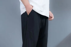 High Waist Plain Loose Fit Pants