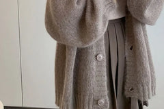 V-Neck Plain Button Up Cardigan