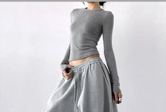 Drawstring Waist Plain Panel Baggy Sweatpants