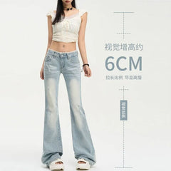 Low Waist Washed Flared Jeans