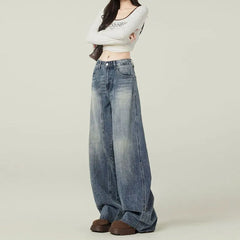 Mid Waist Washed Baggy Jeans