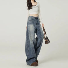 Mid Waist Washed Baggy Jeans