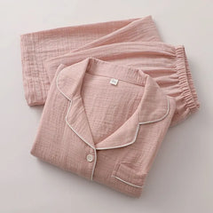 Couple Matching Pajama Set: Long-Sleeve Collared Top + Pants (Various Designs)