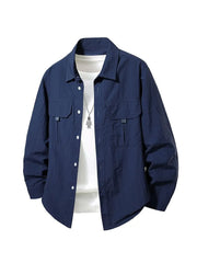 Long-Sleeve Button-Up Plain Shirt