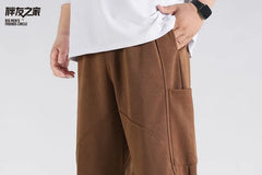 Drawstring Waist Plain Loose Fit Cargo Pants