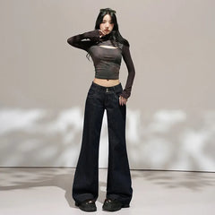 Low Waist Washed Flared Jeans (Various Designs)