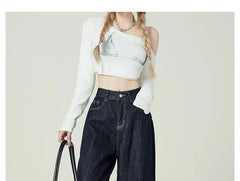 High Rise Unwashed Wide Leg Jeans