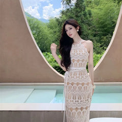 Sleeveless Lace Maxi Mermaid Dress