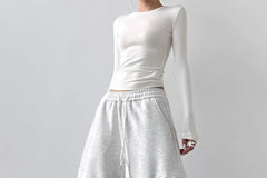 High Rise Plain Barrel Leg Baggy Sweatpants