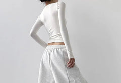 High Rise Plain Barrel Leg Baggy Sweatpants