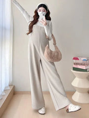 Maternity Plain Wide Leg Dungaree