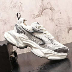 Mesh Panel Lace-Up Platform Sneakers