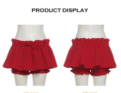 Long-Sleeve Off-Shoulder Sheer Panel Cutout Hook And Eye Crop Top / Low Rise Plain Mini A-Line Skort