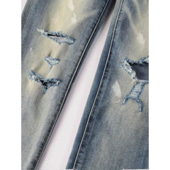 High Waist Washed Distressed Slim Fit Jeans