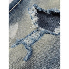 High Waist Washed Distressed Slim Fit Jeans