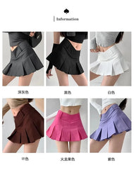 Mid Waist V-Shape Pleated Mini Skirt in 6 Colors