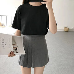 Short-Sleeve Round Neck  / V-Neck Plain T-Shirt