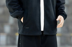 Plus Size Stand Collar Plain Zip Jacket