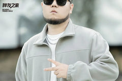 Plus Size Plain Zip Jacket