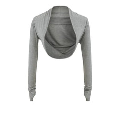 Long-Sleeve Plain Knit Shrug