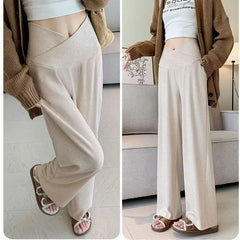 Mid Rise Plain Wide Leg Pants