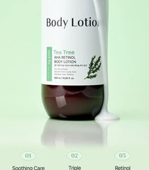 and by mixsoon Tea Tree AHA Retinol Body Lotion