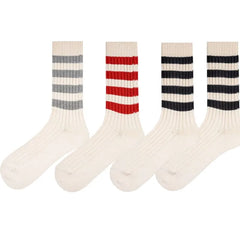 Set of 4: Striped Crew Socks
