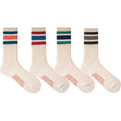 Set of 4: Striped Crew Socks