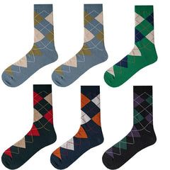 Set of 6: Argyle Crew Socks