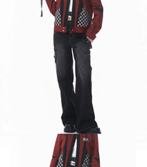 Mid Rise Washed Buckled Wide Leg Jeans