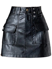High Waist Faux Leather Mini Pencil Skirt