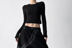 Low Rise  Washed Barrel Leg Baggy Jeans