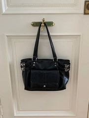 Buckled Multi-Pocket Faux Leather Tote Bag