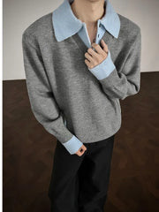 Collared Mock Two Piece Polo Sweater